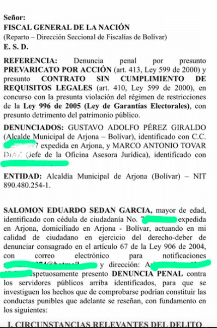 denuncia ley de garantías alcalde Arjona 