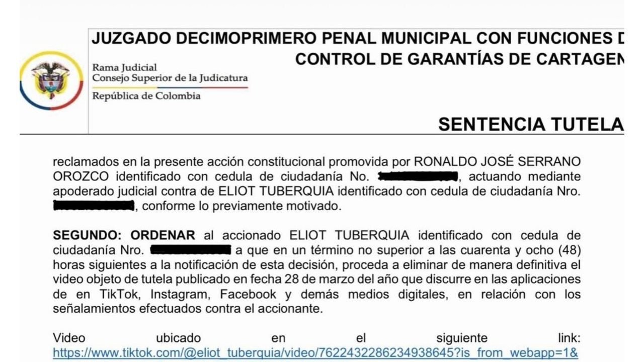 Juez ordena retractarse a Elliot Tuberquia