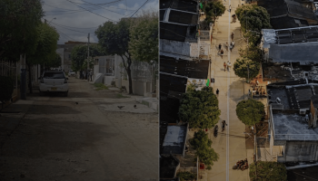 El antes y después de la calle construida por la misma comunidad para aumentar el sentido de pertenencia