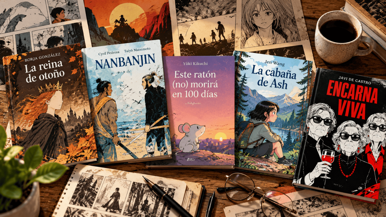Collage de novelas gráficas sobre madera (1)
