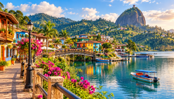 El rincón colombiano que parece sacado de Suiza: tiene un “mar” entre montañas, casas coloridas y miles de turistas cada año