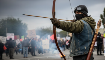 Violentas protestas frente a la Embajada de Estados Unidos dejaron cuatro policías heridos en Bogotá